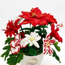Composizione floreale artigianale in filo di ciniglia “Stella di Natale” (Misura Max)