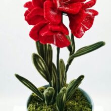 "Amaryllis Rosso" Luminoso – Composizione Floreale “Grandezza Media” in filo di Ciniglia